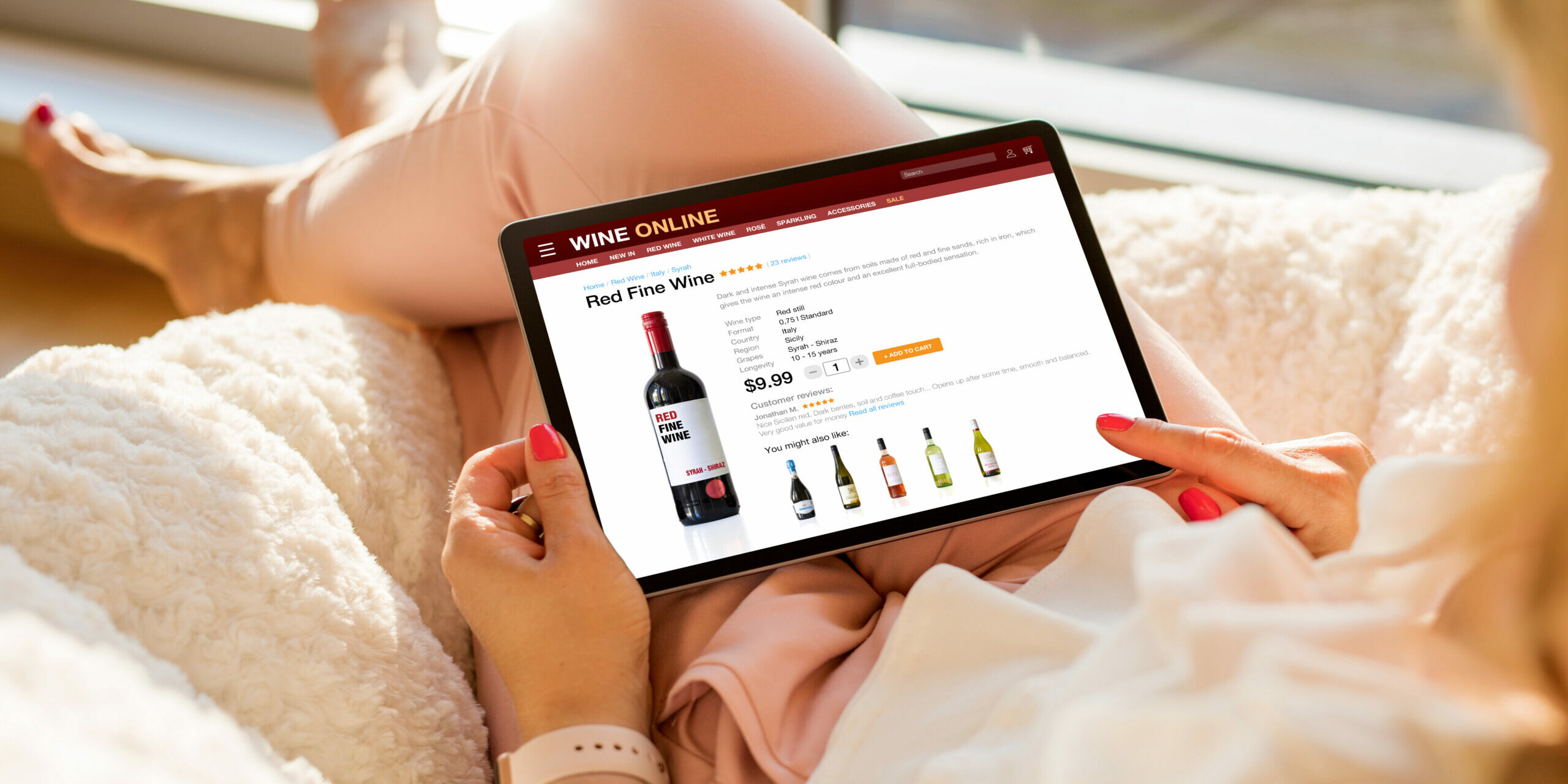 Woman,Browsing,And,Buying,Wine,Online